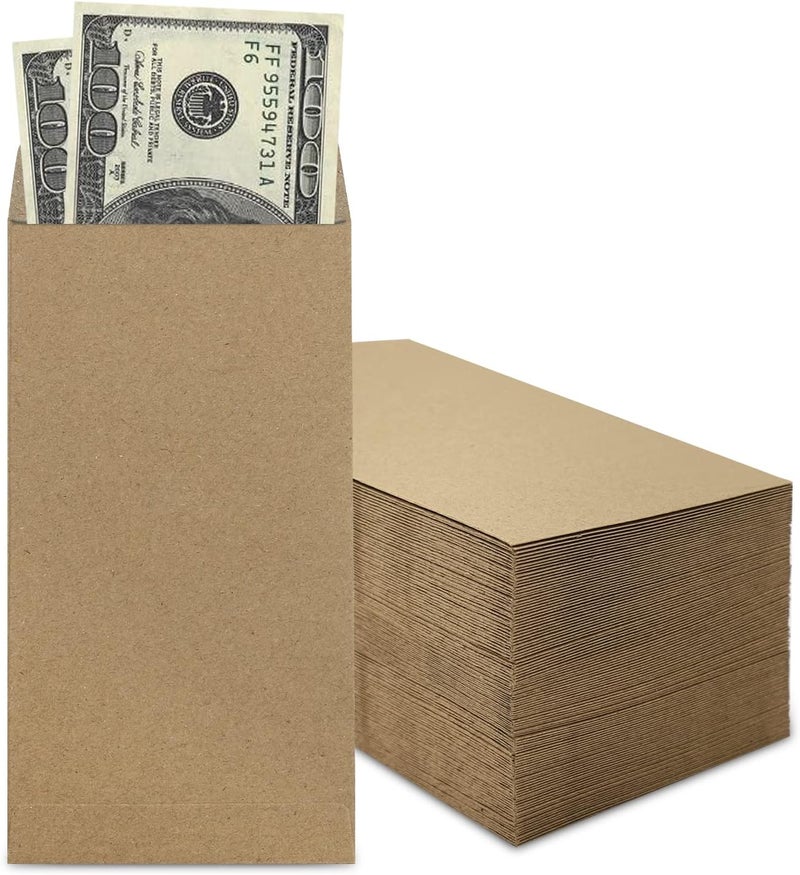 Keketer 200 Pack Kraft Cash Envelopes 6.7x3.5 Fit for Envelope Money Saving Challenge, 120 GSM Thick Money Envelopes for Cash, Budgeting, Check, Coin, Tickets, Jewelry, small items & collectables - Image 1